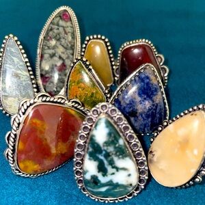 9 Gemstone Ring Bundle, Size 6 to 9 - SOLD